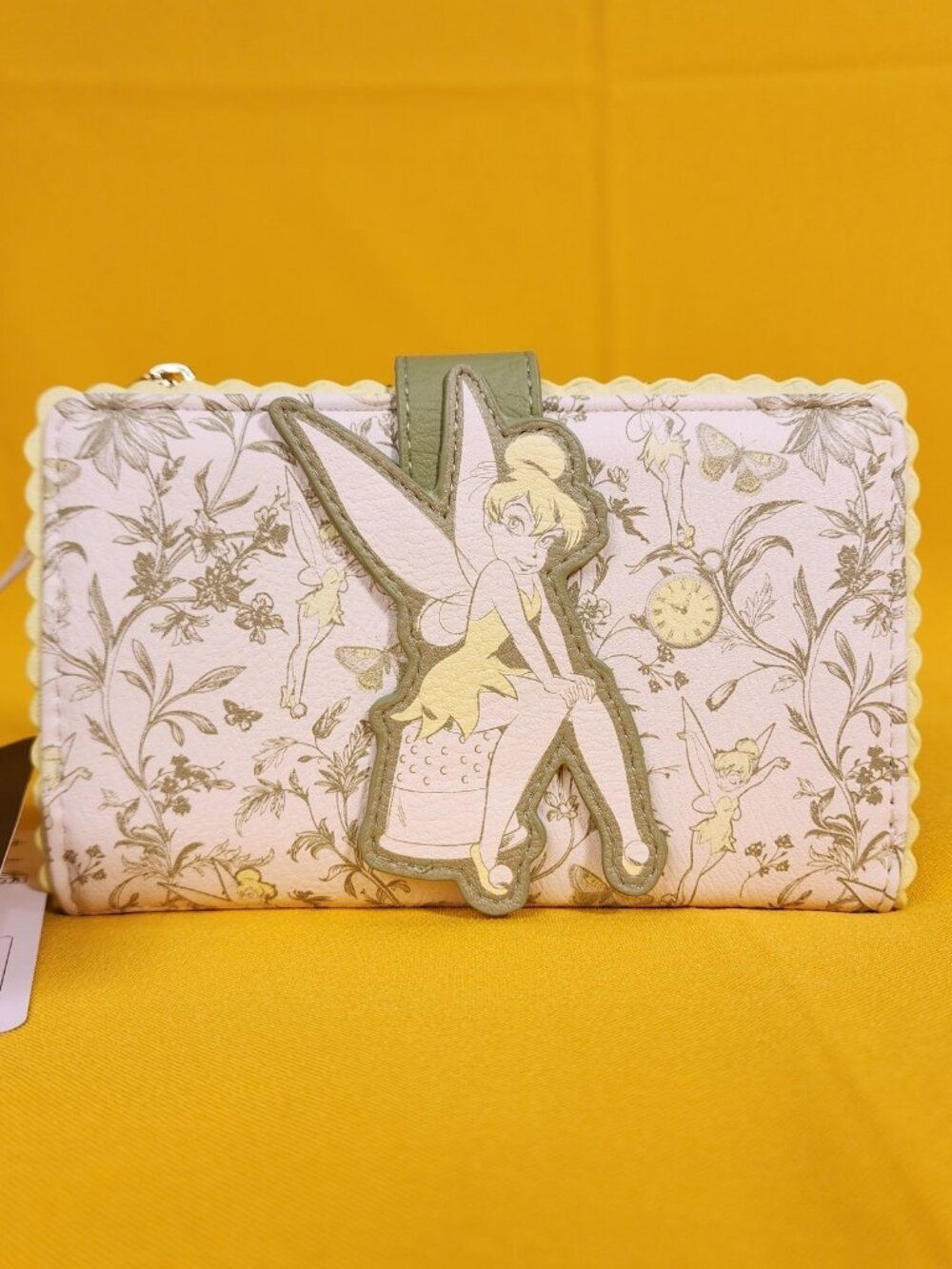 Loungefly Disney Peter Pan Tinker Bell Floral Allover Print Flap Wallet NEW